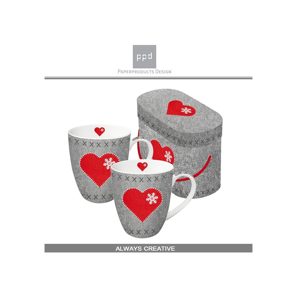 Набор кружек Felt Heart в подарочной упаковке, 2 шт, 350 мл, Paperproducts Design
