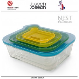 Контейнеры NEST 4 для запекания, подачи и хранения, 4 штуки, цвет опал, Joseph Joseph