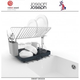 Сушилка Y-Rack для посуды и столовых приборов со сливом, серая, Joseph Joseph
