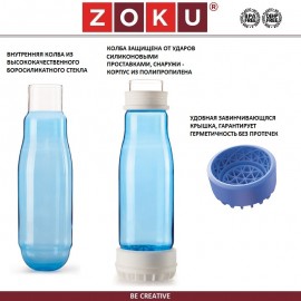 Бутылка-термос ACTIVE с внутренней колбой из стекла, 480 мл, серо-зеленая, Zoku