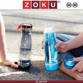 Бутылка-термос ACTIVE с внутренней колбой из стекла, 480 мл, серо-синяя, Zoku