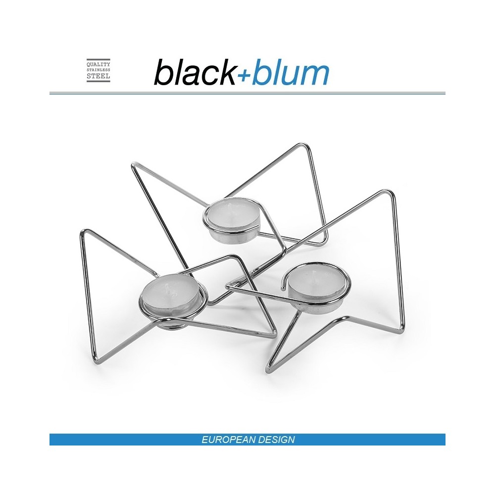 Tri-Angular Loop подсвечник для чайных свечей, сталь, хром, Black+Blum