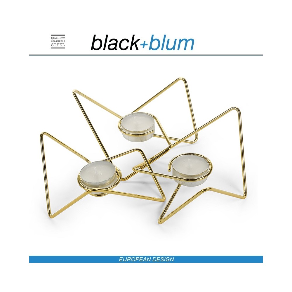Tri-Angular Loop подсвечник для чайных свечей, сталь, золотой, Black+Blum