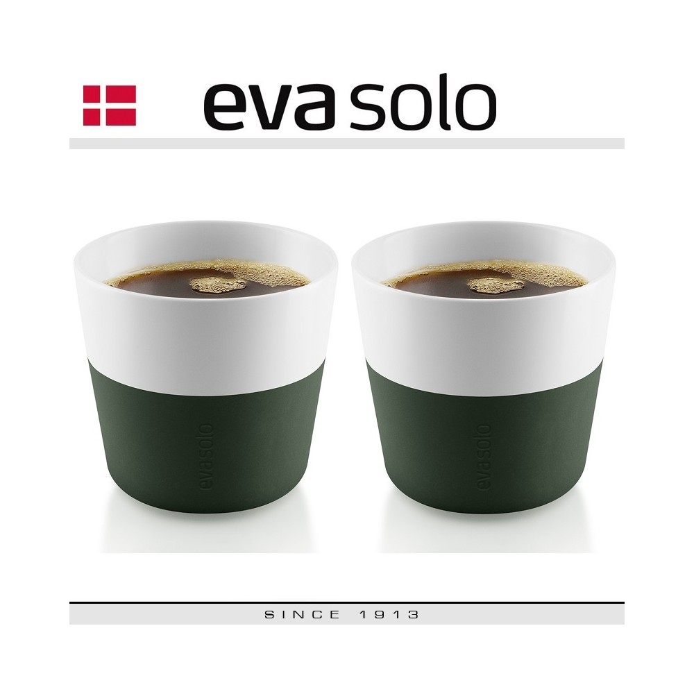 Кофейные стаканы EVA для лунго, 2 шт 230 мл, темно-зеленые, силиконовый ободок, Eva Solo