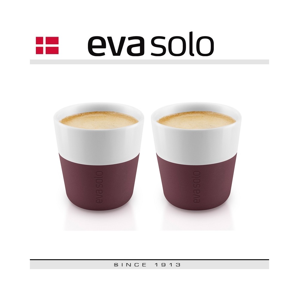 Кофейные стаканы EVA для эспрессо, 2 шт по 80 мл, бургунди, силиконовый ободок Eva Solo