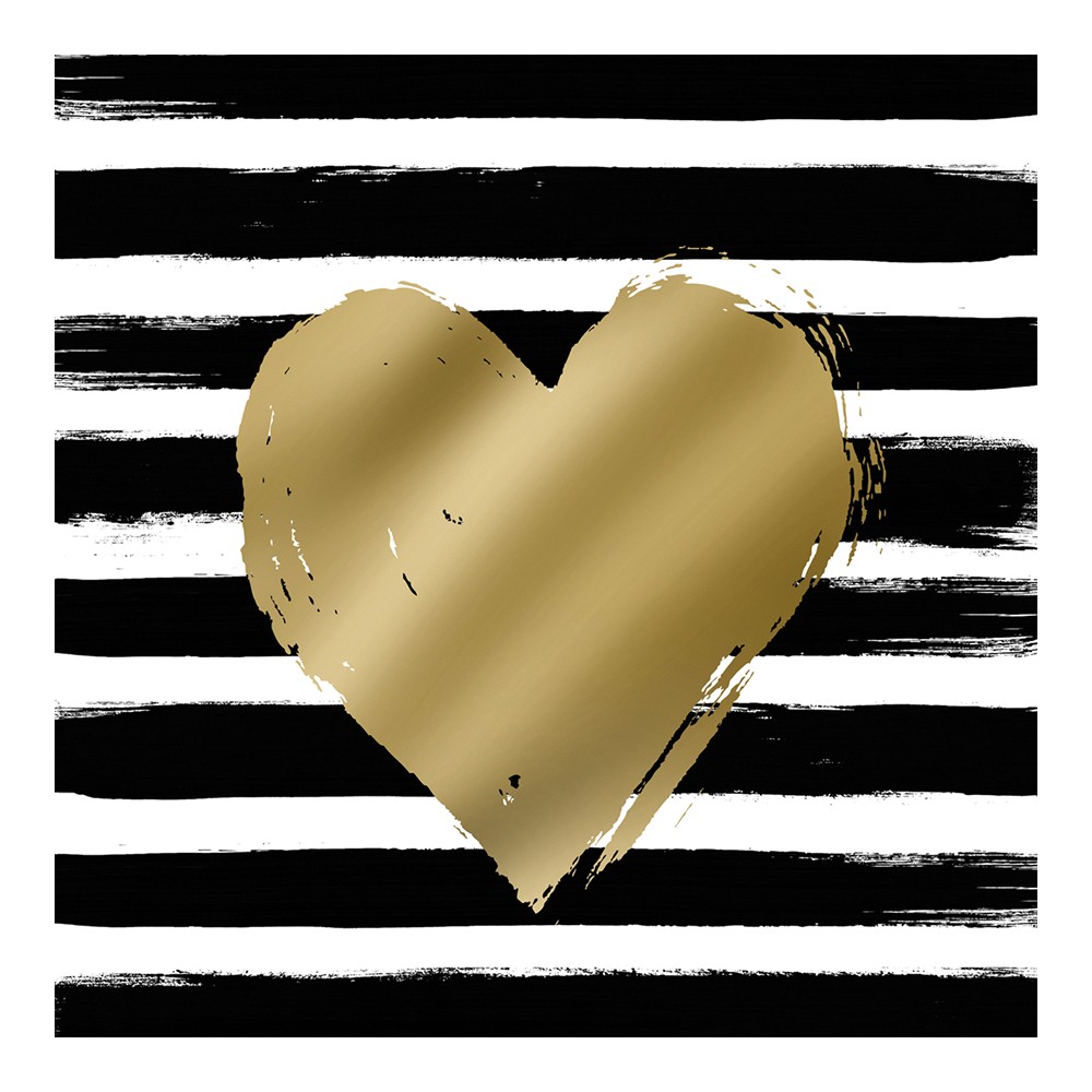 Салфетки heart  and  stripes black/gold бумажные 20 шт., Paperproducts Design