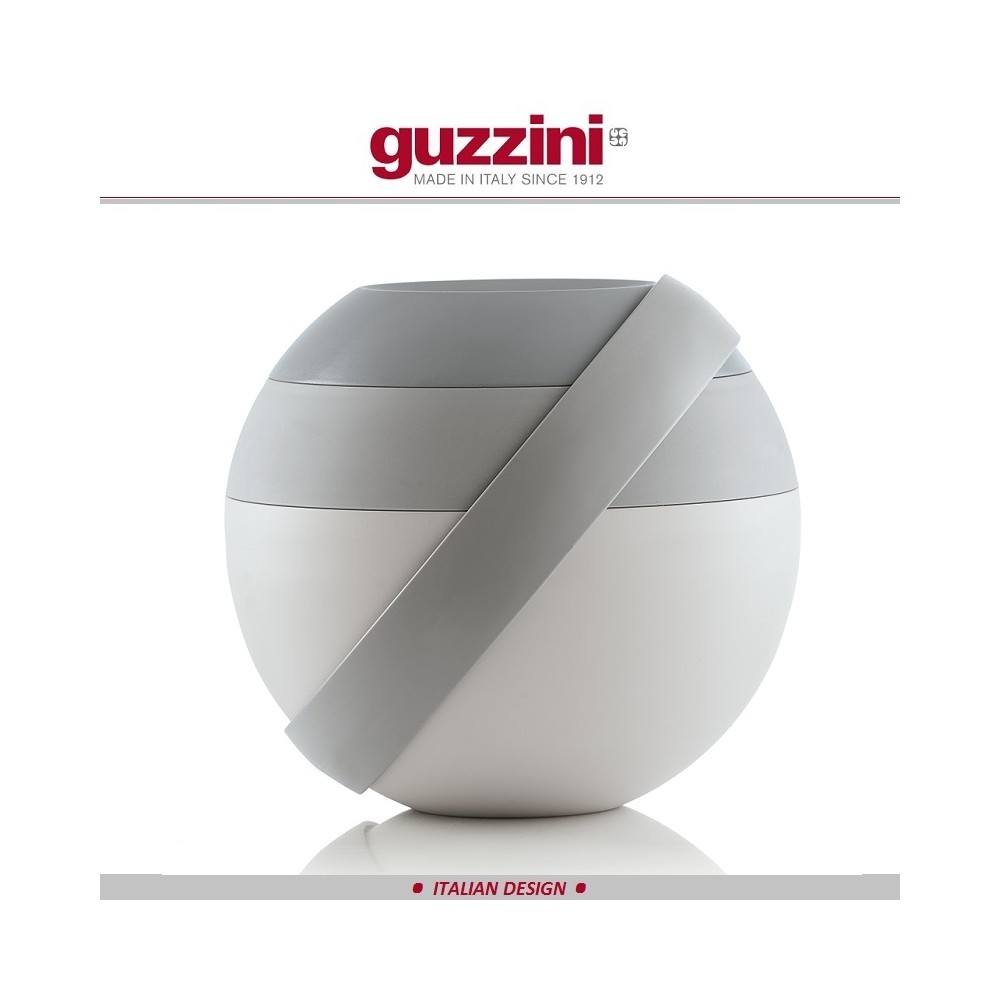 Дизайнерский ланч-бокс ZERO для салатов и вторых блюд с охлаждающим элементом и столовыми приборами, серый, Guzzini