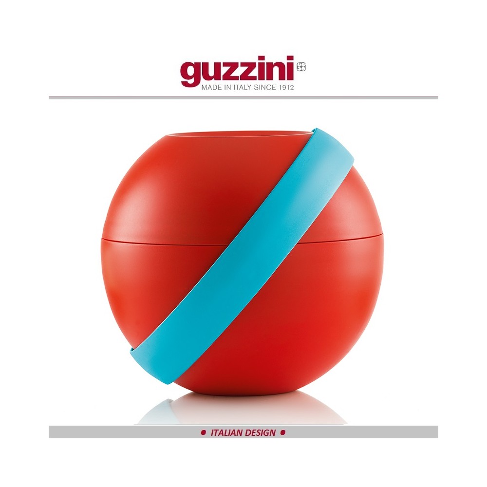 Дизайнерский ланч-бокс ZERO для салатов и вторых блюд с охлаждающим элементом и столовыми приборами, красный, Guzzini