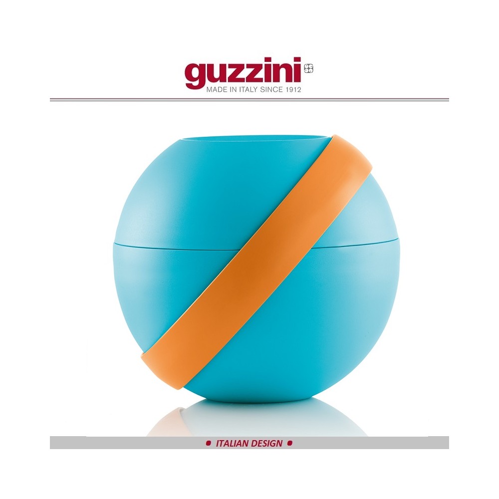 Дизайнерский ланч-бокс ZERO для салатов и вторых блюд с охлаждающим элементом и столовыми приборами, голубой, Guzzini