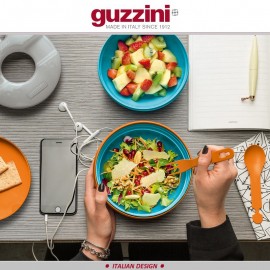 Дизайнерский ланч-бокс ZERO для салатов и вторых блюд с охлаждающим элементом и столовыми приборами, голубой, Guzzini