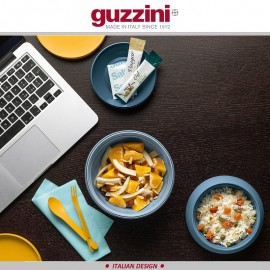 Дизайнерский ланч-бокс ZERO для салатов и вторых блюд с охлаждающим элементом и столовыми приборами, желтый, Guzzini