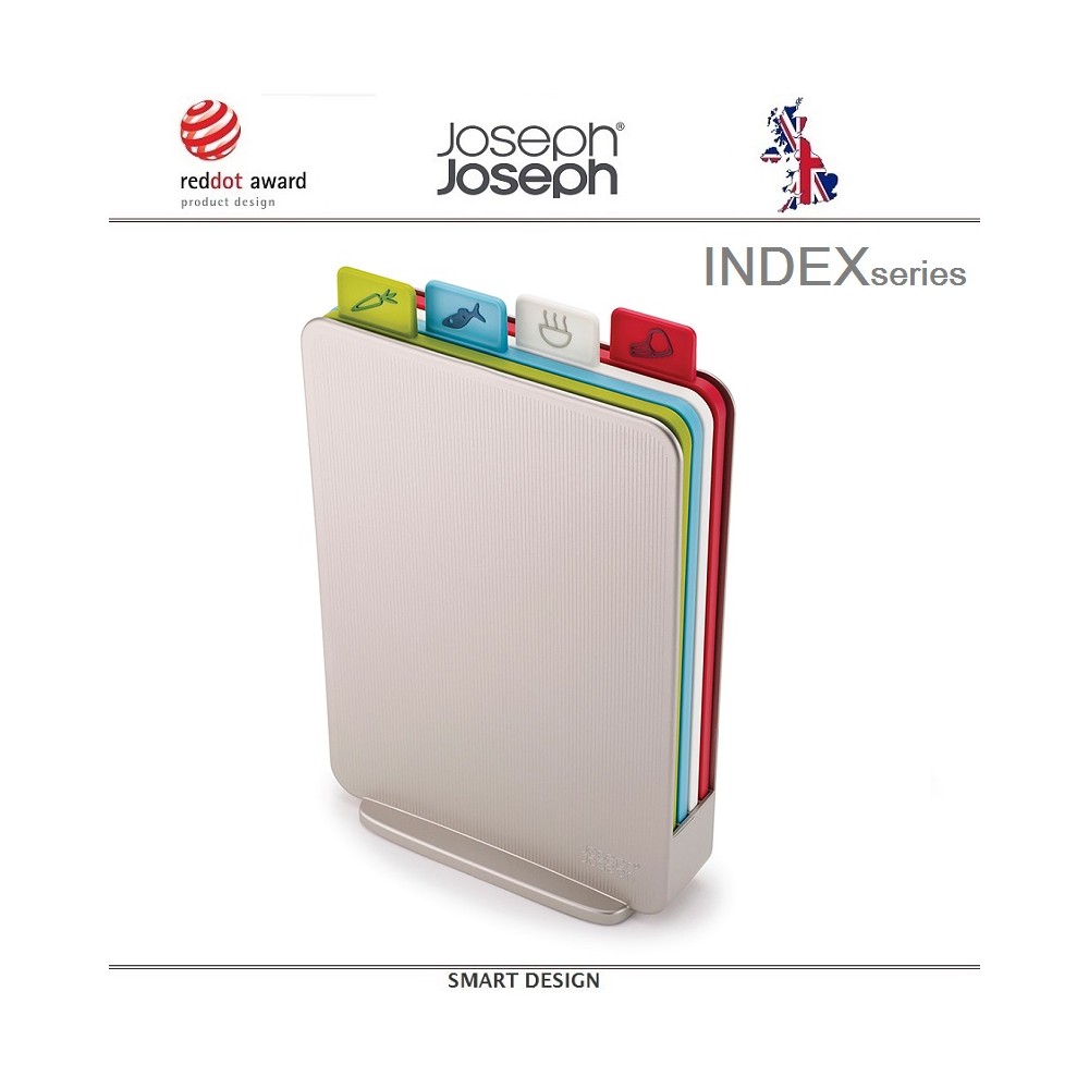 Набор разделочных досок Index Compact в кейсе серебристый, 5 предметов, Joseph Joseph