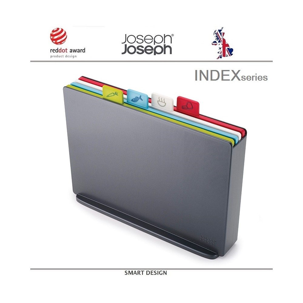 Набор разделочных досок INDEX 17 большой, 5 предметов, графит, Joseph Joseph