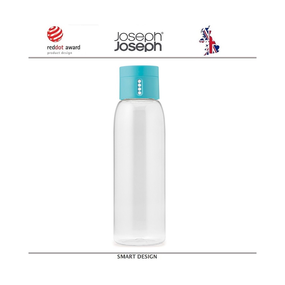 Бутылка Dot с контролем потребления воды, 600 мл, голубая, Joseph Joseph