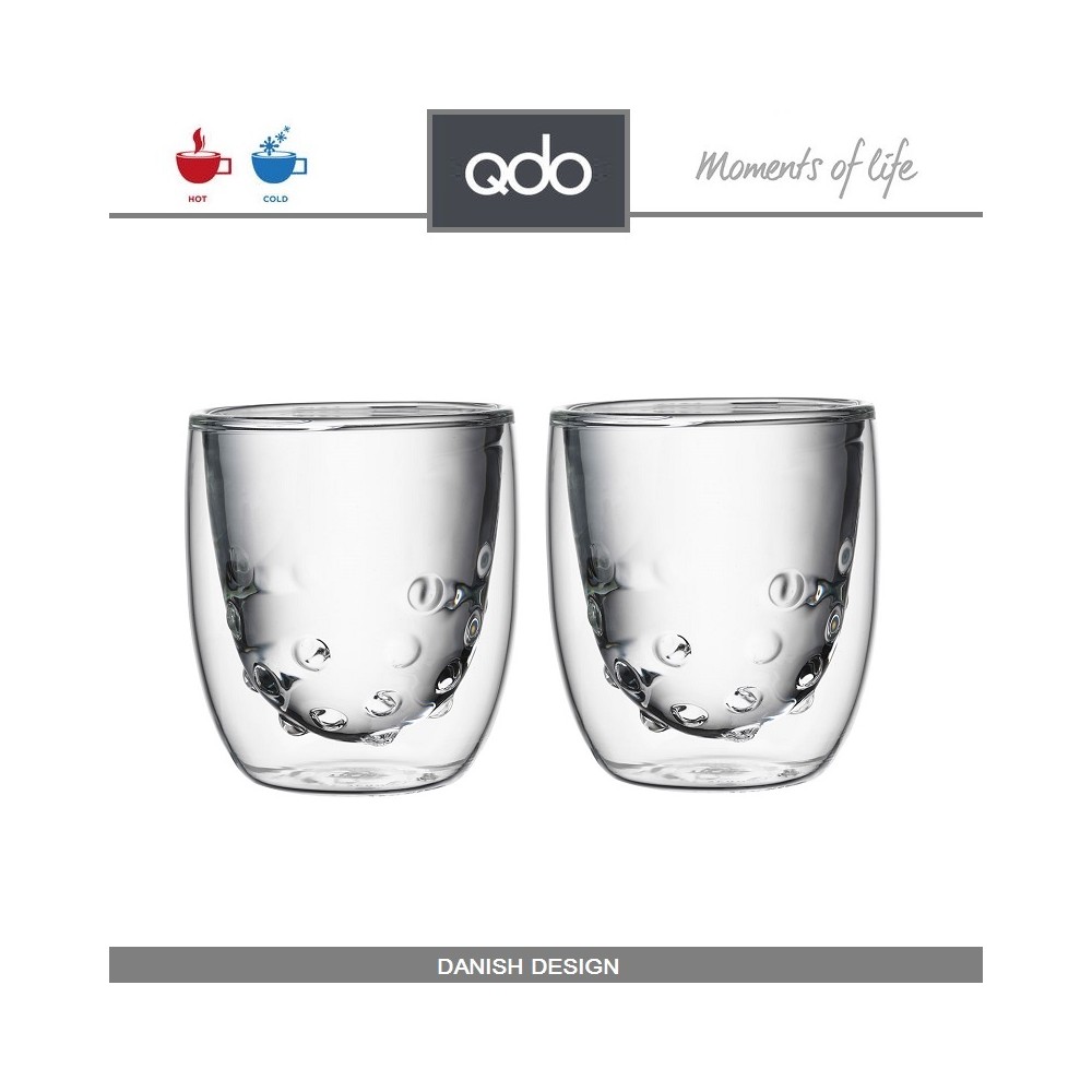 Набор термобокалов Elements Water для эспрессо, 2 шт по 75 мл, боросиликатное стекло, QDO