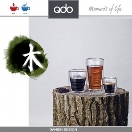 Набор термобокалов Elements Wood для эспрессо, 2 шт по 75 мл, боросиликатное стекло, QDO