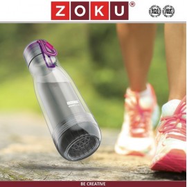 Бутылка-термос ACTIVE с внутренней колбой из стекла, 325 мл, серо-красная, Zoku