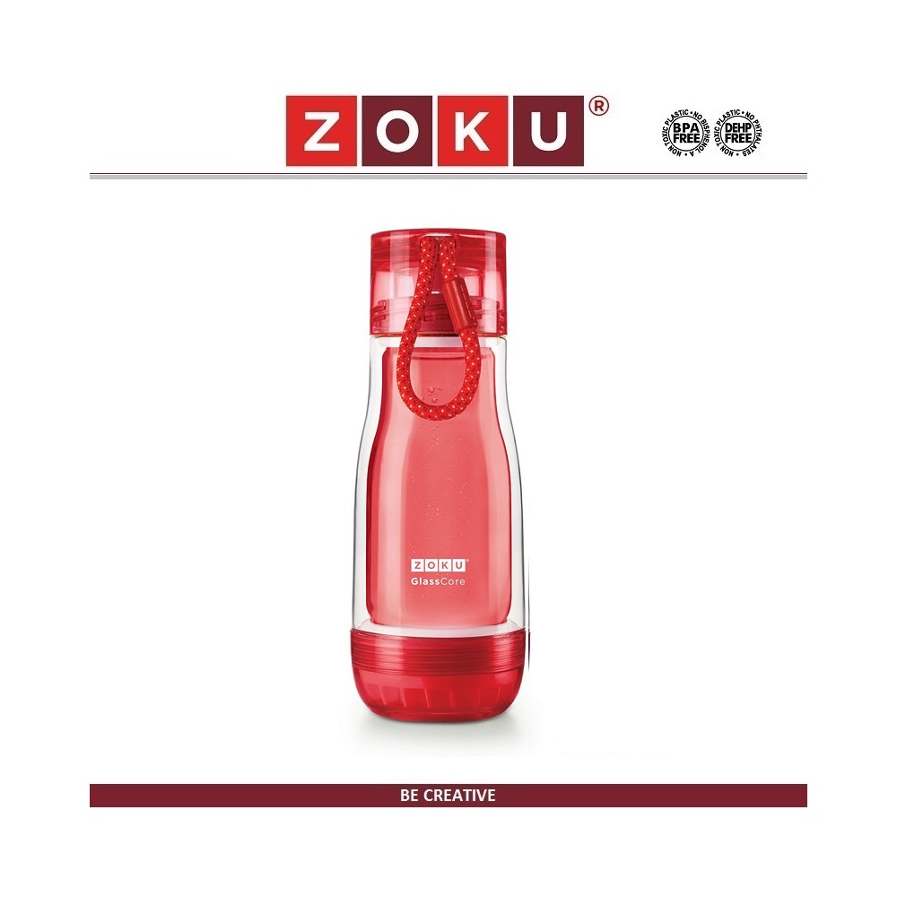 Бутылка-термос ACTIVE с внутренней колбой из стекла, 325 мл, красная, Zoku
