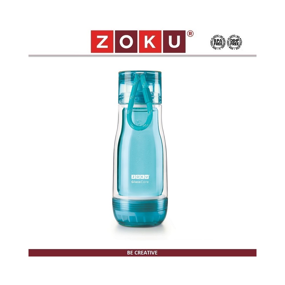 Бутылка-термос ACTIVE с внутренней колбой из стекла, 325 мл, голубая, Zoku