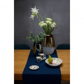 Дорожка на стол из умягченного льна темно-синего цвета, Tkano