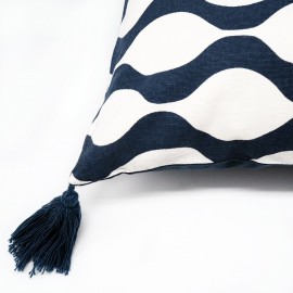Чехол для подушки с кисточками traffic, серо-синего цвета, Tkano
