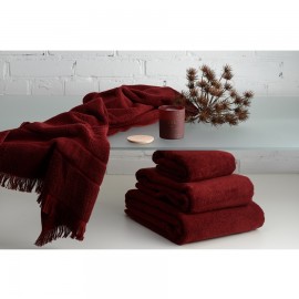 Банное полотенце с бахромой бордового цвета, Tkano