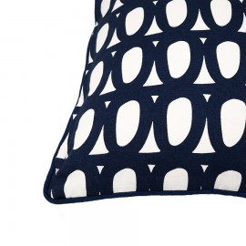 Чехол для подушки с двустронним принтом twirl темно-синего цвета и декоративной окантовкой, Tkano