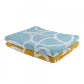 Жаккардовое полотенце с авторским дизайном gravity горчичного цвета, Tkano