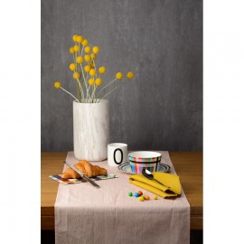 Дорожка на стол из умягченного льна с декоративной обработкой цвета пыльной розы, Tkano