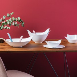 Салатница с приборами leaf 2.0, 4 л, бело-серая, Koziol