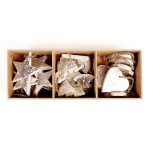 Украшения подвесные silver stars/trees/hearts, деревянные, в подарочной коробке, 24 шт., EnjoyMe