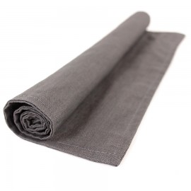 Двухсторонняя салфетка под приборы из умягченного льна с декоративной обработкой темно-серого цвета, Tkano