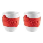 Набор из 2 чашек для кофе love красный, 80 мл, фарфор, силиконовый ободок, Guzzini