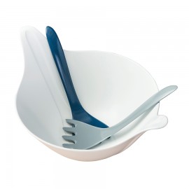 Салатница с приборами leaf 2.0, 4 л, бело-синияя, Koziol