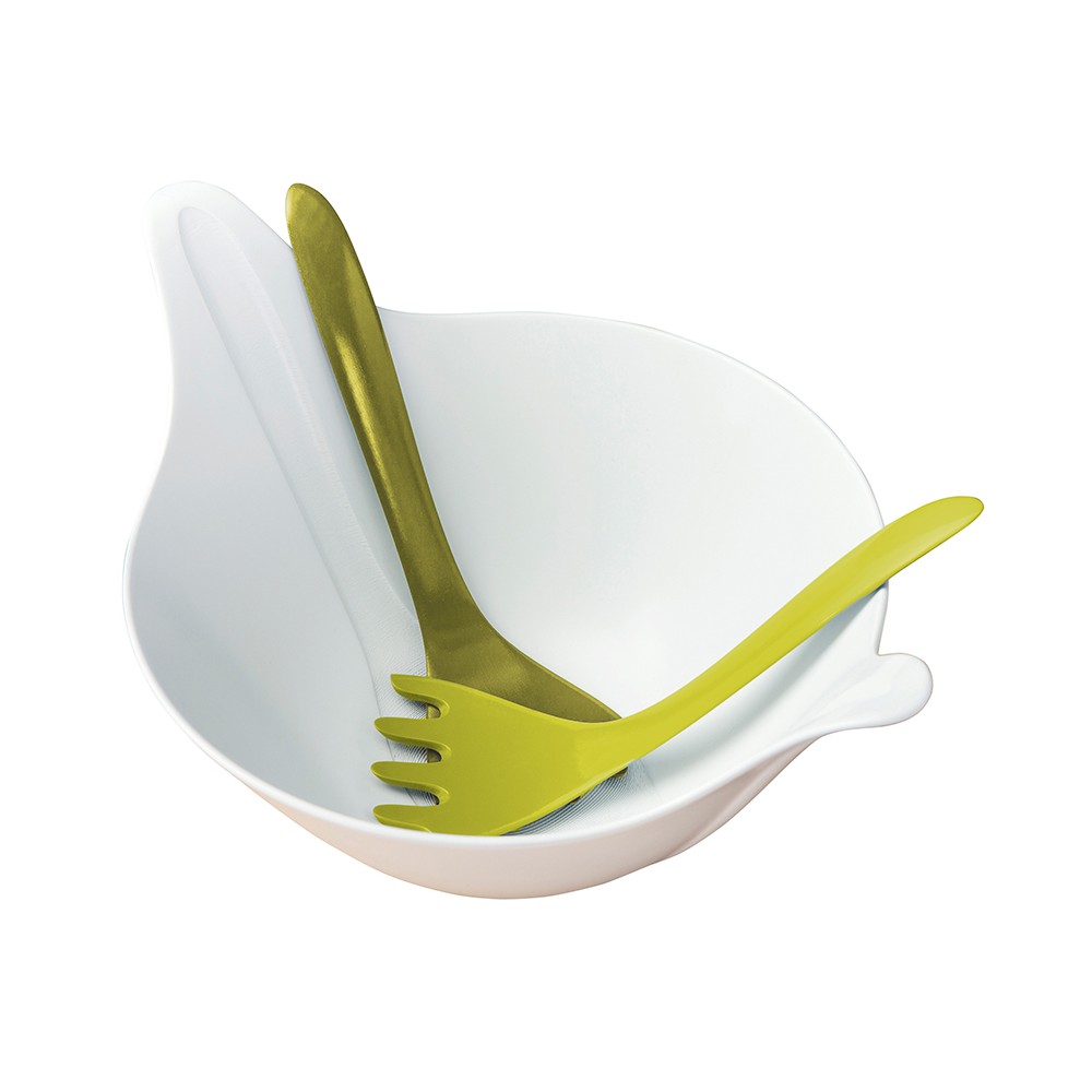 Салатница с приборами leaf 2.0, 4 л, бело-зелёная, Koziol