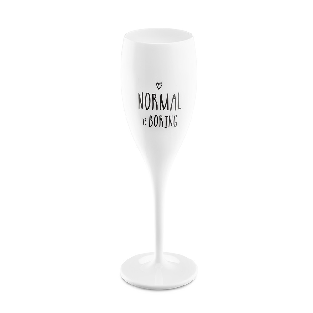 Бокал для шампанского с надписью normal is boring, белый, Koziol