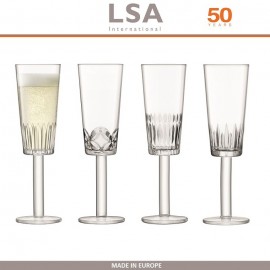 Комплект бокалов-флейт TATRA для шампанского, 4 шт по 250 мл, ручная выдувка, LSA International