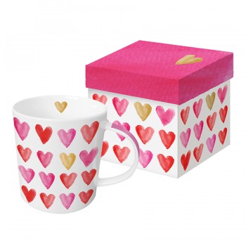 Кружка в подарочной упаковке aquarell hearts 350 мл с настоящим золотом, Paperproducts Design