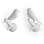 Вешалки настенные sparrow, 2 шт., белые, Qualy