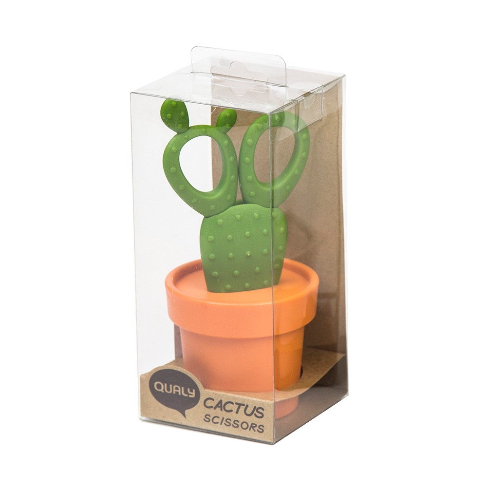 Ножницы cactus с держателем, оранжевые с зеленым, Qualy