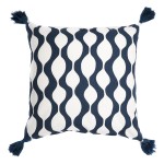 Чехол для подушки с кисточками traffic, серо-синего цвета, Tkano
