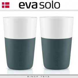 EVA Кофейные стаканы для латте, 2 шт 360 мл, бирюзово-синий, фарфор, силиконовый ободок, Eva Solo, Дания