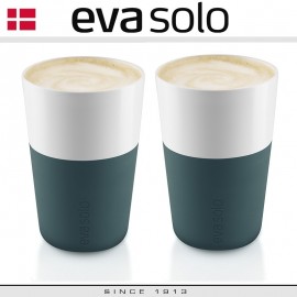 EVA Кофейные стаканы для латте, 2 шт 360 мл, бирюзово-синий, фарфор, силиконовый ободок, Eva Solo, Дания