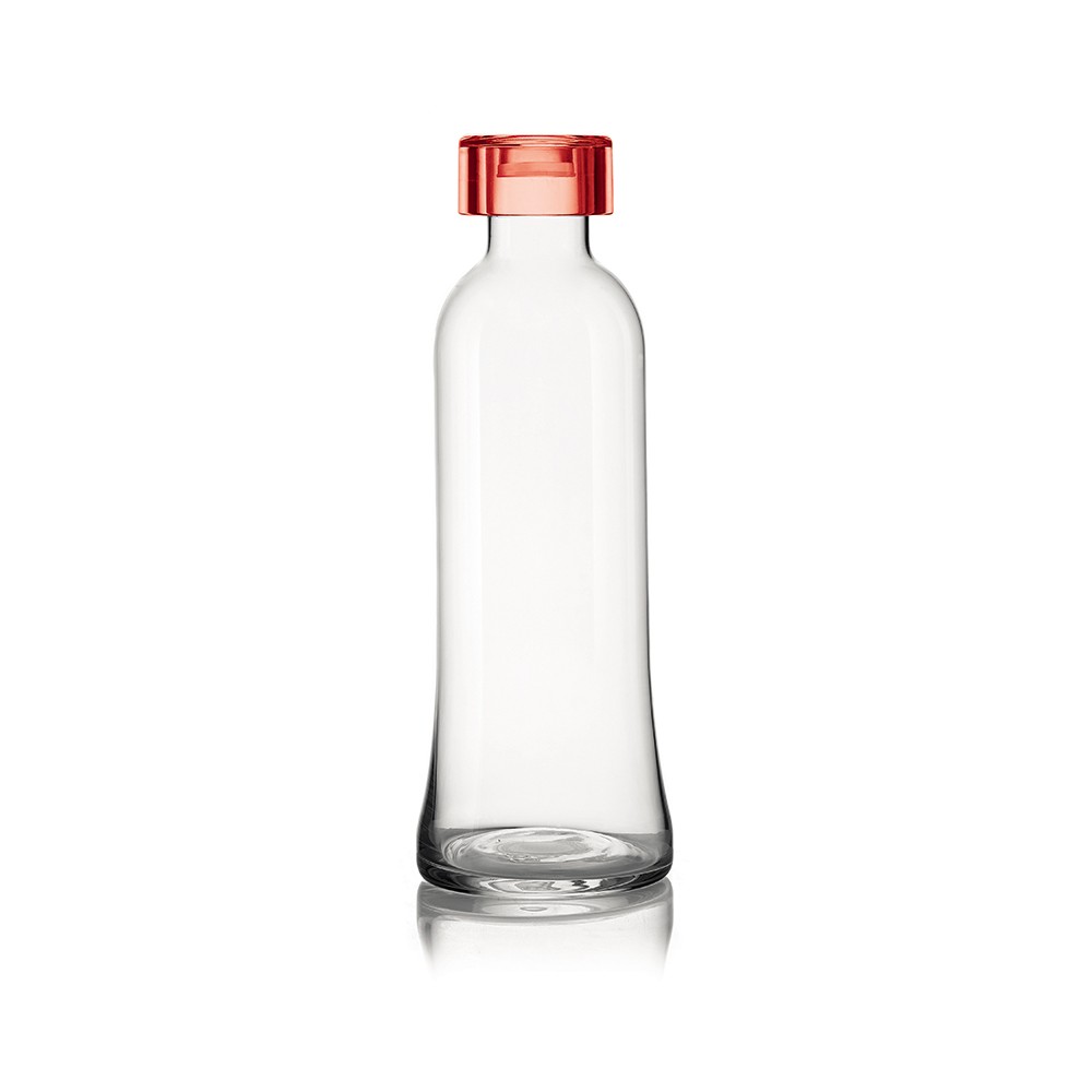 Бутылка для воды стеклянная 1 л красная, L 9,8 см, W 9,8 см, H 28,1 см, Guzzini