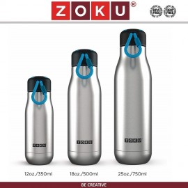 Бутылка-термос ACTIVE с двойной стальной колбой для горячих и холодных напитков, 750 мл черный, Zoku