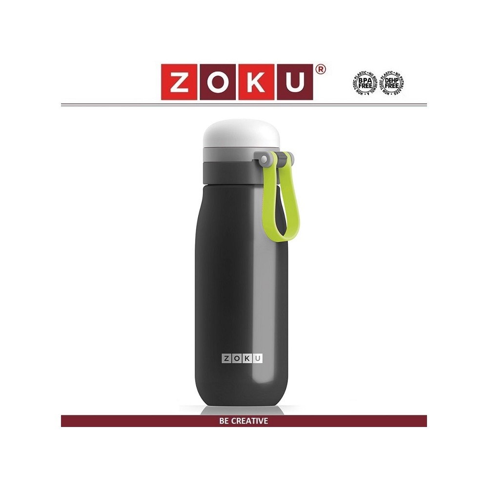 Бутылка-термос Active Teen вакуумная из нержавеющей стали 500 мл черная, сталь нержавеющая, Zoku