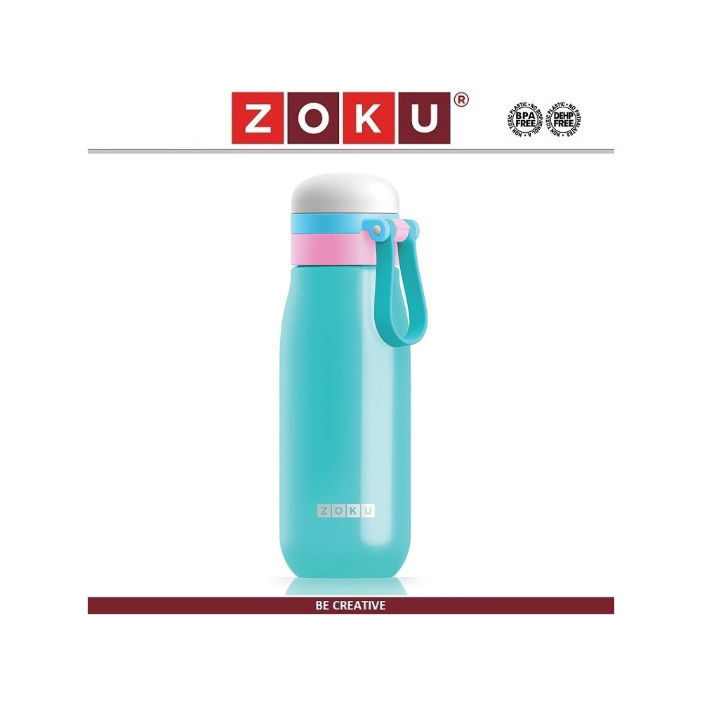 Бутылка-термос Active Teen вакуумная из нержавеющей стали 500 мл бирюзовая, сталь нержавеющая, Zoku