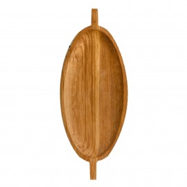 Блюдо-поднос ручной работы овальный с ручками, 70 x 30 см, дуб, FUGA