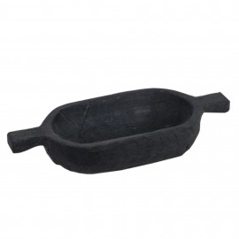 Блюдо ручной работы овальное с ручками, 27 x 15 см, мореный дуб, FUGA