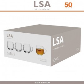 Кружки Serve для пунша, глинтвейна, 4 шт по 300 мл, стекло ручной работы, LSA